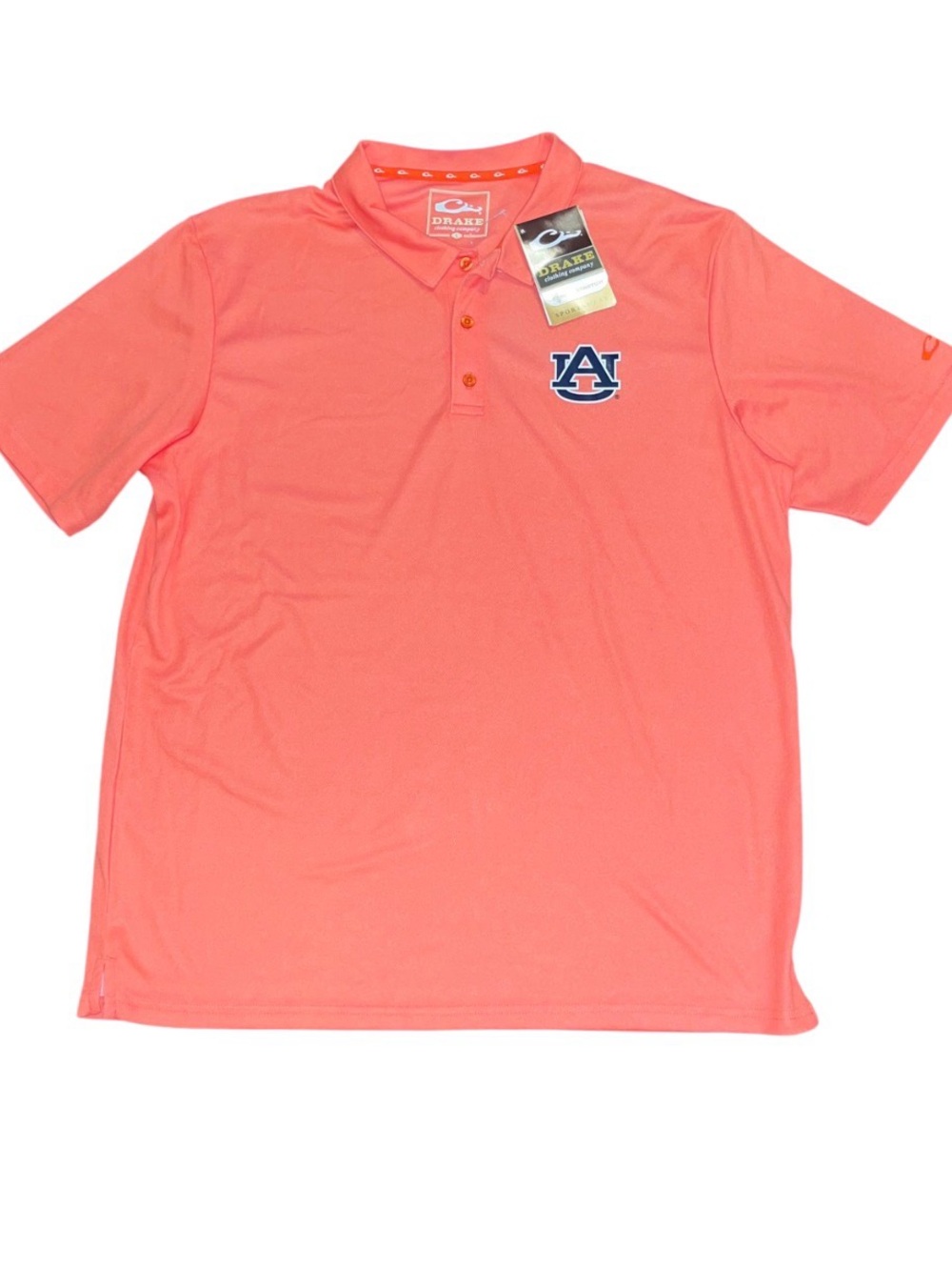 Drake Auburn Sportswear Stretch Collar Button Shirt NWT Large Polo Game Orange